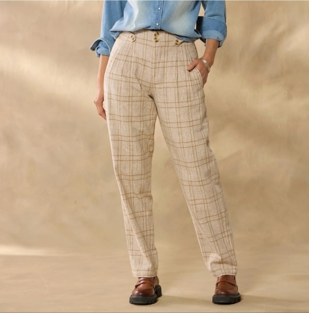Sundance Vivienne Pants Women’s Casual Straight Leg Linen Blend Pull On Size 10